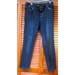 LA Denim Women's Jeans Blue Cotton Mid-rise Straight Legs Rhinestones Size 16